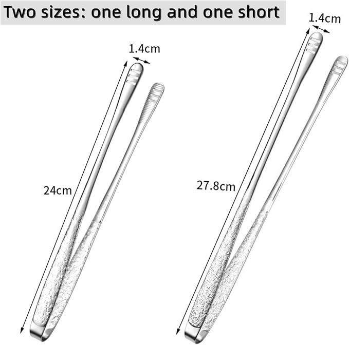 2 Pcs (11 In & 9.45 In) Bbq Tongs – Korean Barbecue & Grill Tools,Kitchen Tongs, Stainless Steel Heavy Duty For Cooking, Meat, Bread & Ice, Clip Head Hollow Design