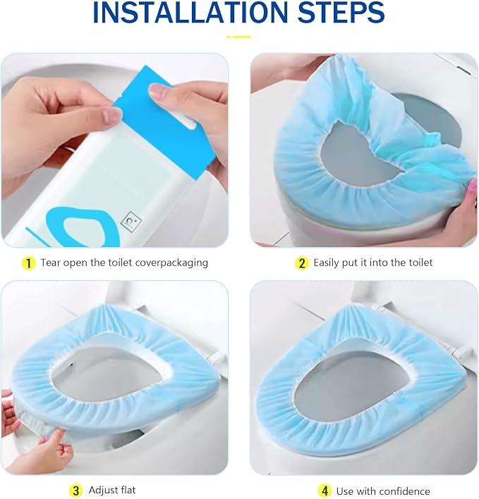 Elastic Large Size Disposable Toilet Seat Covers for Travel,20 Pack Waterproof Toilet Seat Covers for Bathroom,Fit for V/U/O/Square Shape Toilet,Individually Wrapped (2 colors-C set)