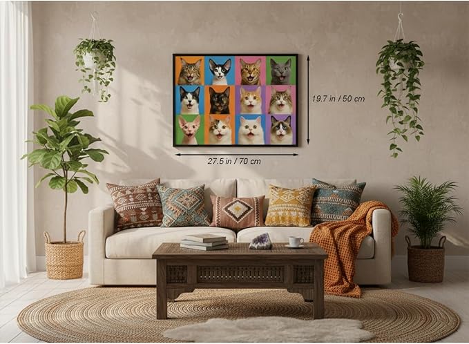 1000 Pieces Jigsaw Puzzles for Adults, Animal Series - Detailed Wildlife Art, Educational Family Game, Large 28" x 20", Great Gift for Animal Lovers & Home Decor（Cat Gallery）