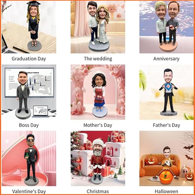 Custom Bobblehead, Custom Bobbleheads Personalized, Custom Personalized Unique Handmade Bobbleheads Figurine,Birthday Gifts, Action Figure Similar to You