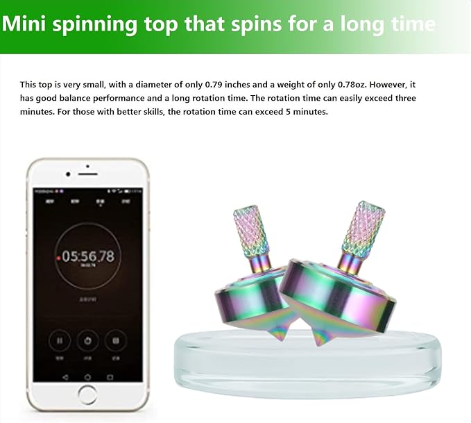 Stainless Steel Spinning Top, Precision Mini Desktop Gyroscope, Kill Time Reduce Stress ADHD Toys, Perfect Balance Gyro (Iridescent Style 2)