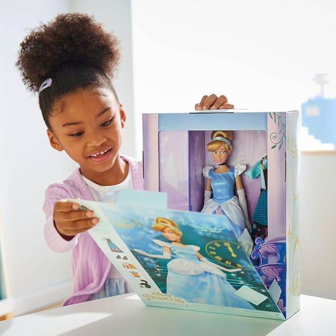 Disney Store Girl's Princess Story Doll (Cinderella) 11 Inches, Includes Coloring Book and Additional Dress, Princess Doll in Classic Outfit, Princess Toys
