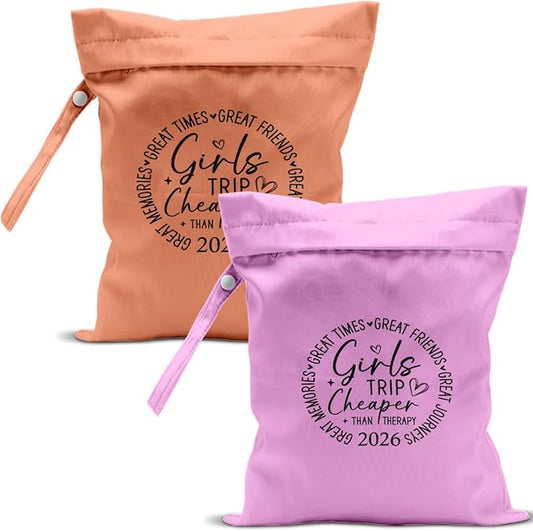 2Pcs Girls Trip Gifts Wet Dry Bag, Aloha Beach Bag Wet Bag Favors, Sunscreen Swimsuit Toiletry Travel Essentials For Women, Beach Travel Laundry bags for Dirty Diaper Swimsuit Gifts