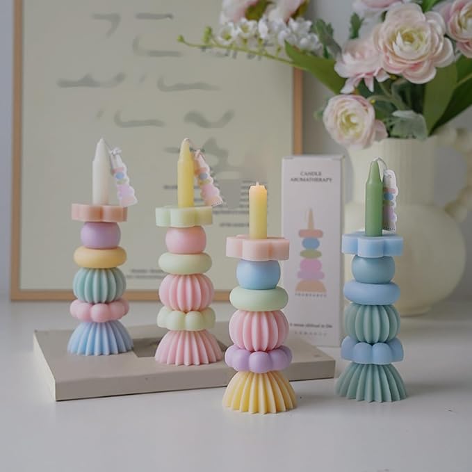 Creative Rainbow Stacking Scented Candle Soybean Waxes Air Freshener Candle for Home Relaxation Aromatherapies