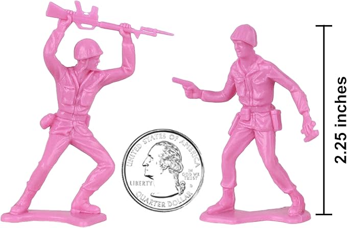 TimMee Plastic Army Men - Pink 48pc Toy Soldier Figures - Made in USA