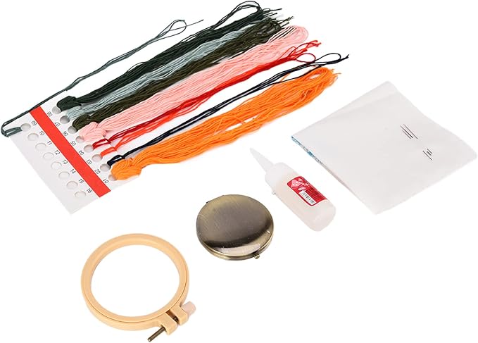 PinzqTrading Printed Embroidery Mirror Kit Sprout Pattern, DIY Embroidery Supplies for Adults, Washable Canvas Cloth, 9 - Color Thread Set, Embroidery Hoop with Adjustable Screw, Home