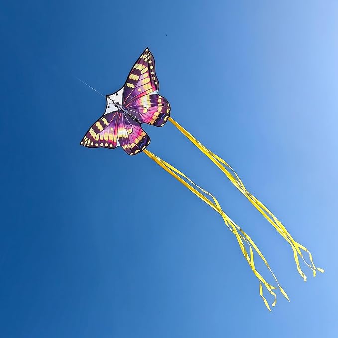 Butterfly Kites for Kids and Adults, Easy to Fly Large Single Line Kite for Boys and Girls - 55" x 28" Beach Kite for Beginners, 300ft String Handle Included