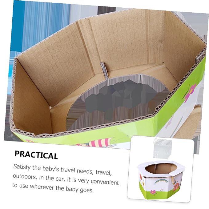 Toyvian Foldable Portable Travel Potty with Comfortable Seat Lightweight Paper Toilet for Boy Girl Easy to Unfold and Fold Convenient for Outdoor Car and Travel Use Includes