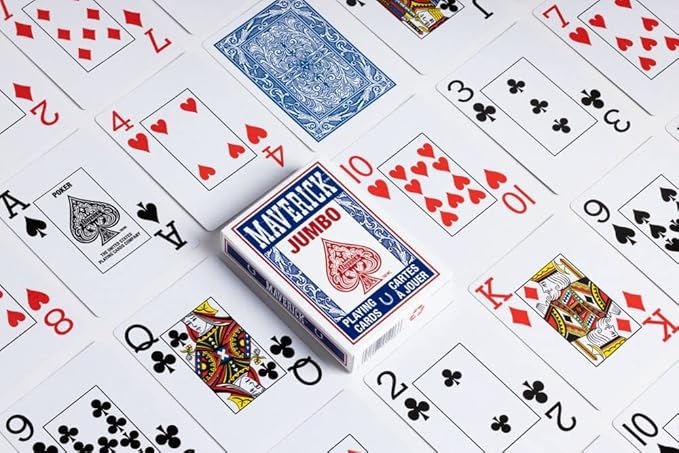 Maverick Jumbo Playing Cards 12 Pack, Large Print, Blue Deck, Bulk Playing Cards for Poker, Card Games, and Group Play