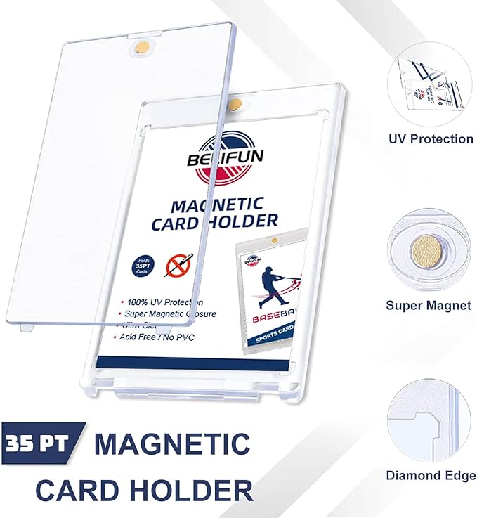 20-Pack One Touch Magnetic Card-Holders - 35PT Trading Card Holders, UV Protection Clear Acrylic Card Cases, Card Protector for Game, Baseball Sports Cards, Fit for Standard Cards Storage and Display