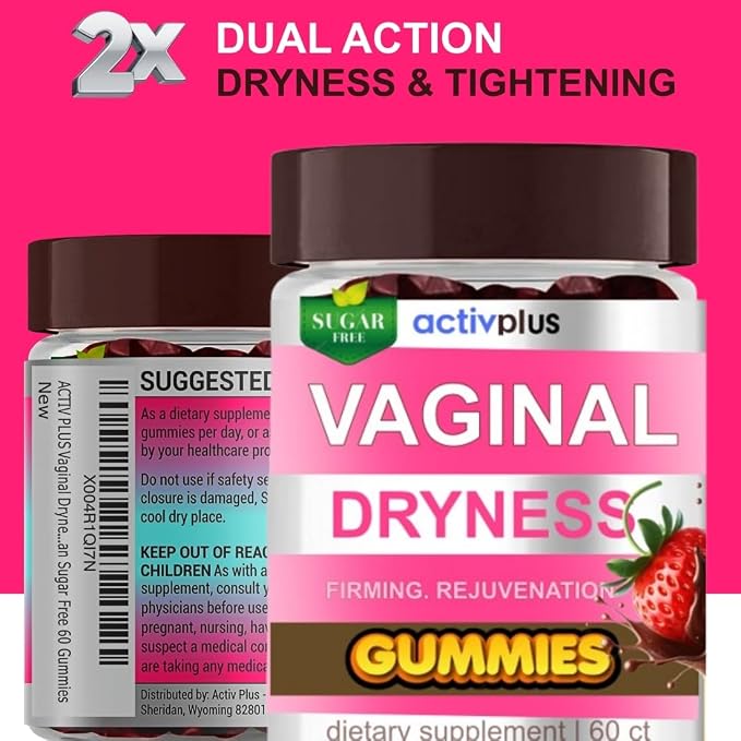 Vaginal Dryness Mosturizer | OBGYN-Formulated #1 Gummies for Vaginal Dryness Tightening | Hormone-Free Monk Fruit Sugar Free | Cocoa Strawberry Flavor 60 Vegan Gummies