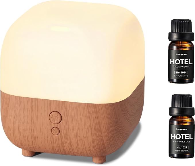 InnoGear Essential Oil Diffuser & 2 Hotel Oils Set, 150ml Diffusers for Home with 5-Star Hotel Collection Diffuser Oils Set Cool Mist Mini Humidifier Scent Fragrance Gift Set