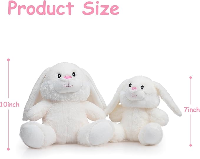 HollyHOME Bunny Stuffed Animal, Easter Bunny Plush Toys, Soft and Cuddly Stuffed Rabbit Easter Gift for Kids Baby Girls 10inch White