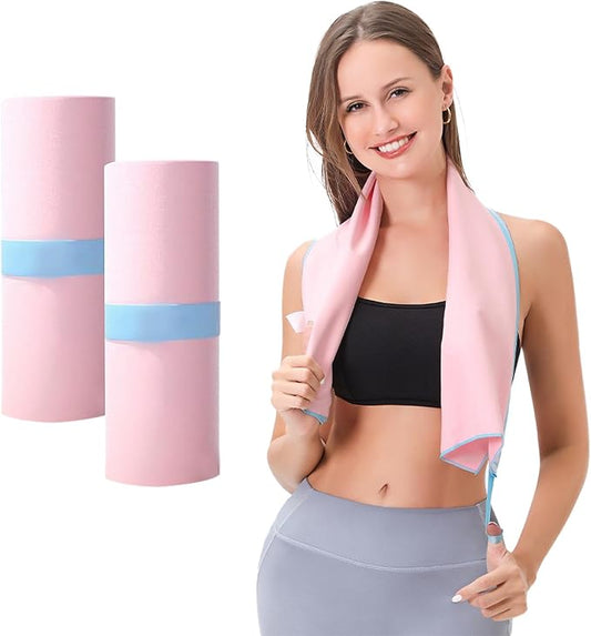 Gym Towels for Women,Workout Towels Quick Dry Towel,Yoga Towel for Hot Yoga Non Slip,Sweat Towel for Gym(2pcs,Pink)