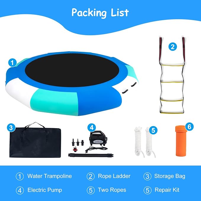 COOLWAVE Water Trampoline for Lake, Floating Trampoline for Lake Pool Ocean with Pump