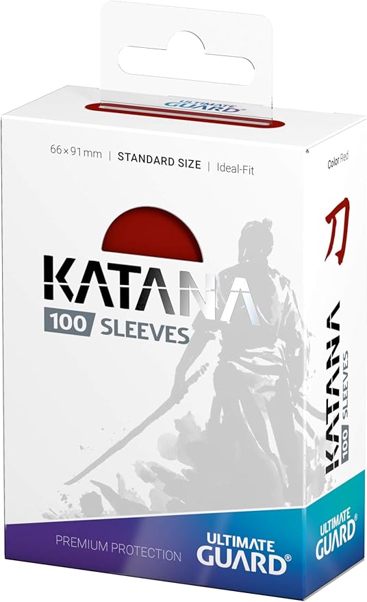 Ultimate Guard Katana Card Sleeves: 100 Standard Size TCG Sleeves, 66 x 91mm, Red Back, Tournament Quality, No PVC & Acid-Free, High Clarity