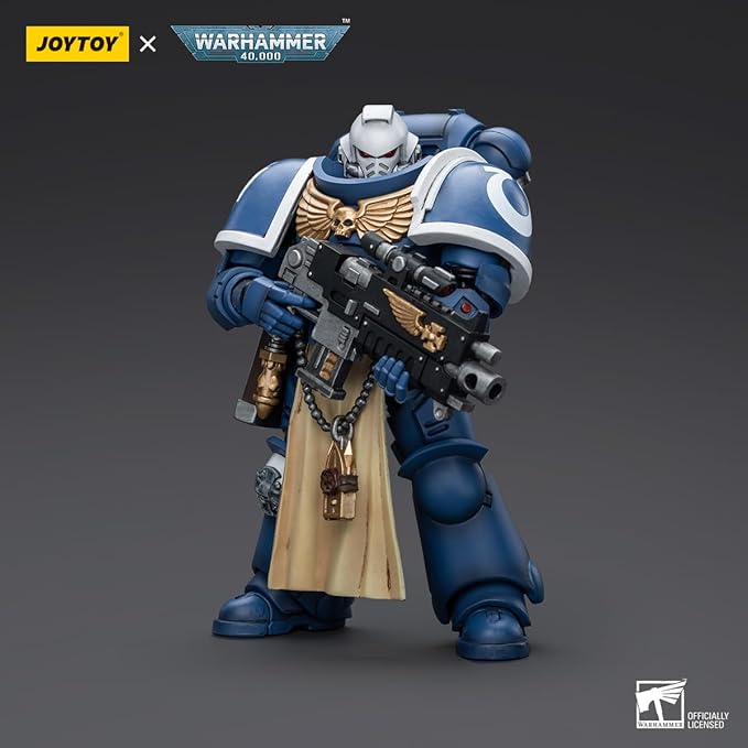 YIZRIO JoyToy Warhammer 40K Ultramarines Sternguard Veteran with Bolt Rifle 1:18 Scale Action Figure Mecha Joy Toy Collection Model 4.76 inch