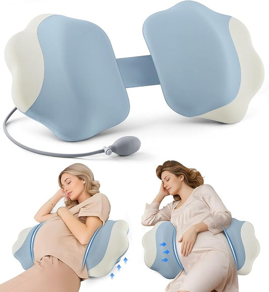 DONAMA Memory Foam Pregnancy Pillow- with Adjustable Air Bag for Back/Legs/Belly/HIPS Support, W-Shaped Pregnancy Wedge Pillows for Sleeping, Cooling Maternity Body Pillow for Pregnant Women