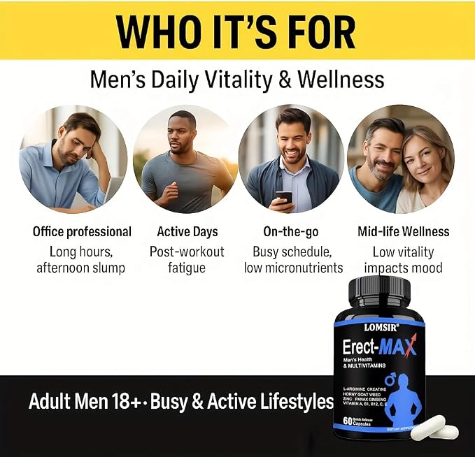 Testosterone + MULTIVITAMIN – Nitric Oxide Supplement with Horny Goat Weed & Maca Root - Energy Support - 60 Capsules