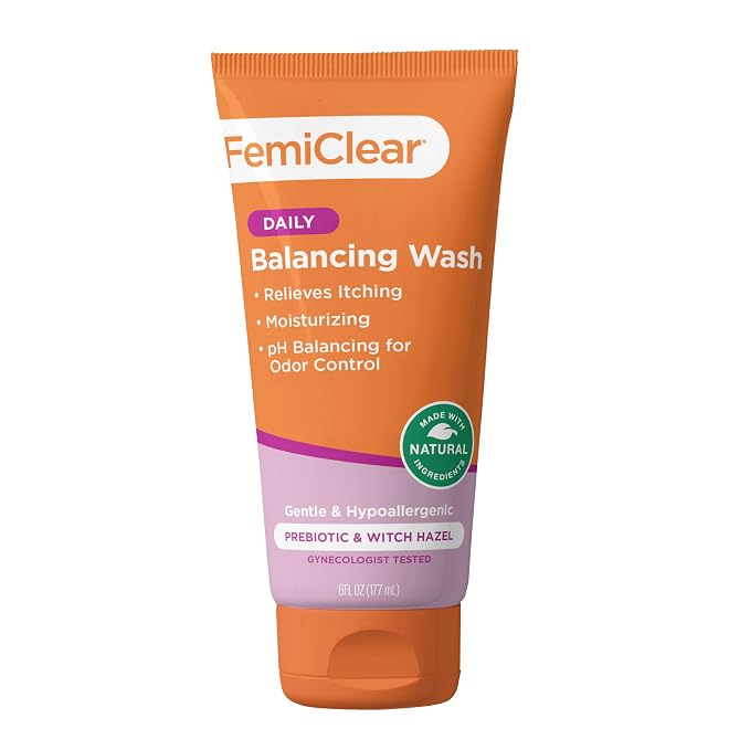FemiClear Daily Balancing Feminine Wash, Soothing & Cleansing, 6 fl oz | Gynecologist Tested Intimate Wash For Itching, Irritated Skin & Odor, pH-Balanced, Natural & Organic Ingredients