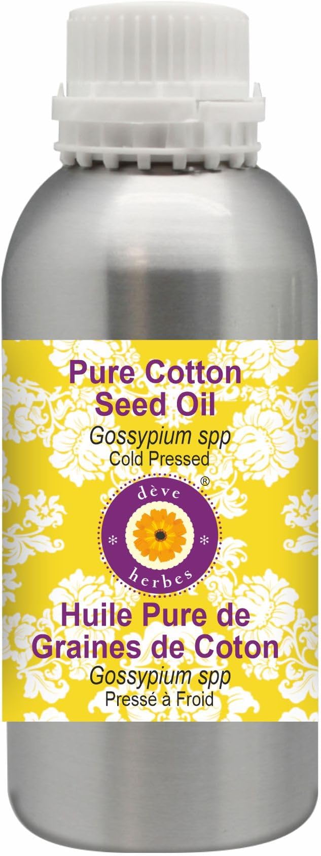 Deve Herbes Pure Cotton Seed Oil (Gossypium spp) Cold Pressed 300ml (10 oz)