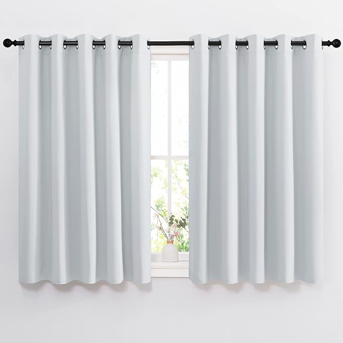 NICETOWN Greyish White Room Darkening Curtains - Window Treatment Thermal Insulated Grommet Room Darkening Curtains/Drapes for Bedroom (2 Panels, 66 by 54, Greyish White)