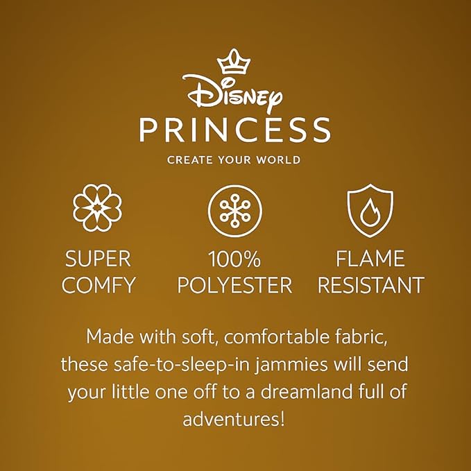 Disney Girls' Princess Dress Nightgown, Fantasy Gown, Soft & Cute Pajamas for Kids
