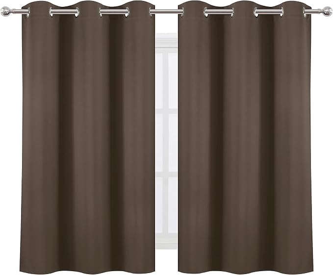 LEMOMO Chocolate Brown Blackout Curtains 38 x 54 Inch Length/Set of 2 Curtain Panels/Thermal Insulated Room Darkening Blackout Curtains for Bedroom