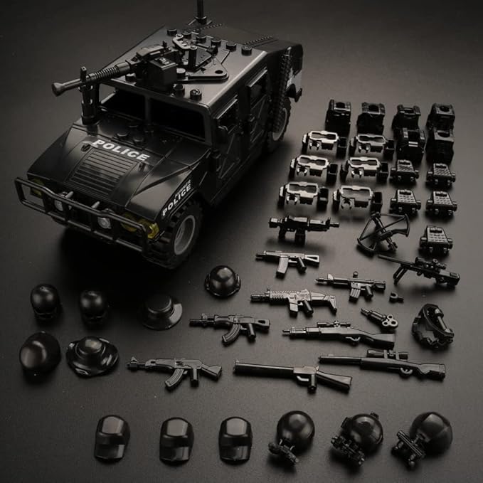 Military Vehicle Building Blocks Set with 6 Mini Soldiers, 4 in 1 Army Truck Building Kit, Army Vehicles Toys for Boys