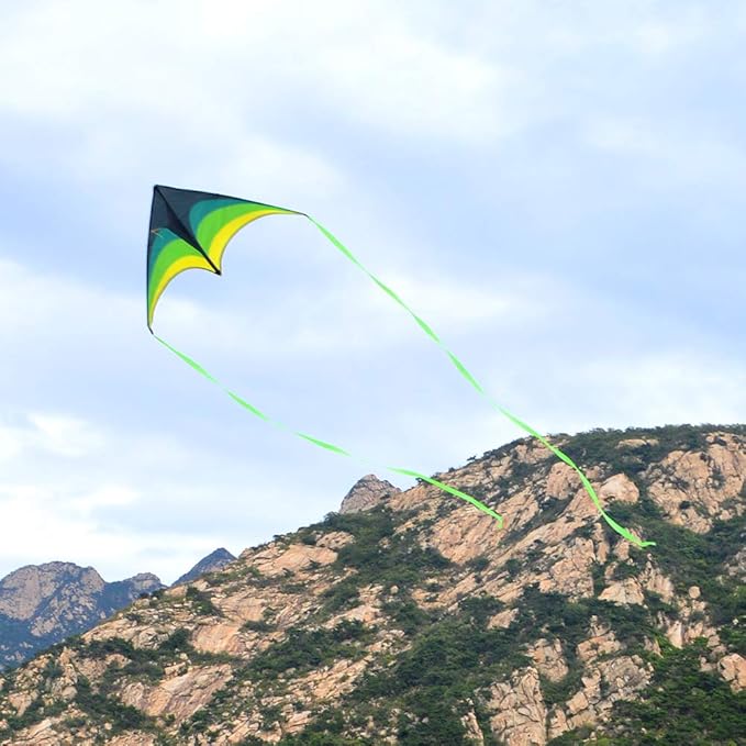 Mint's Colorful Life Delta Kite for Kids & Adults, Extremely Easy to Fly Kite for Beach Trip, Best Kites for Beginners, 300ft String Handle Included