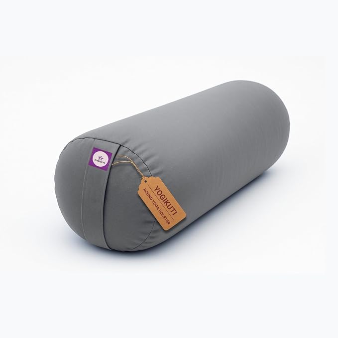 Round Yoga Bolster Grey, bolster for restorative yoga, yoga pillow, iyengar yoga bolster, cotton bolster handmade, supportive