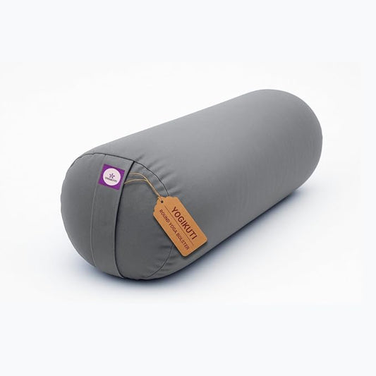 Round Yoga Bolster Grey, bolster for restorative yoga, yoga pillow, iyengar yoga bolster, cotton bolster handmade, supportive