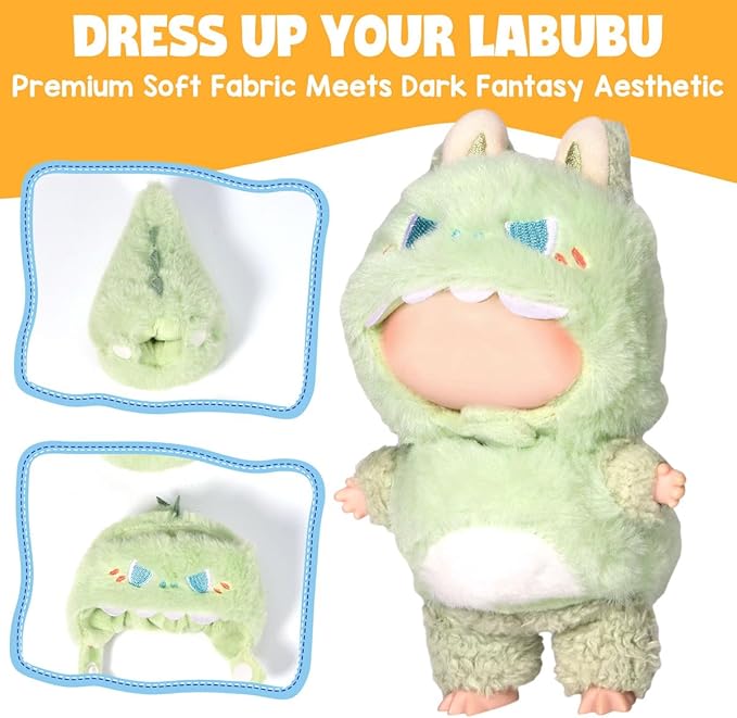 AICase for 17cm Doll Dinosaur Clothes/Outfit,Clothing Set for 17cm Doll,2 Piece Set Hat Clothing,Boys and Girls Stylish Adorable Clothes Accessories-03