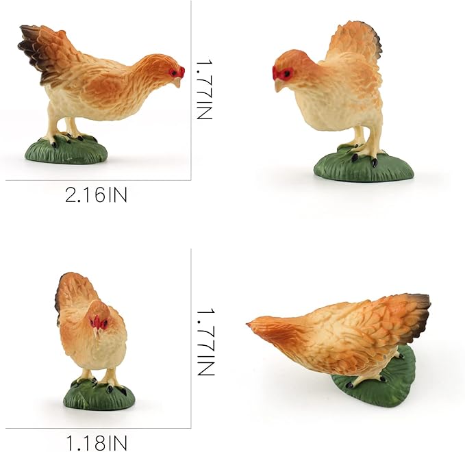 LC JoyCre Hen Toy Figurine Hen Figure for Cake Topper Preschool Animals Figures Teaching Tools Educational Gift for Kids