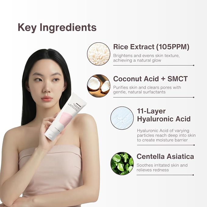 Rice Marshmallow Cleansing Foam with Soft Cloud Foam, Hydrating Finish, No-Stripping | Low pH, Gentle Everyday Use | Rice, Hyaluronic Acid | Korean Skincare (120mL, 4.06 fl oz)