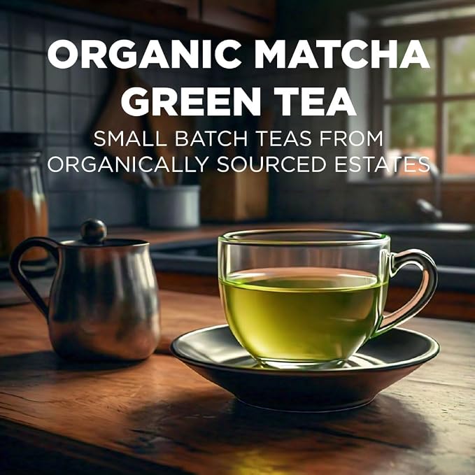 Maud's Organic Matcha Green Tea Pods, 48 ct, Single Serve Tea Pods – 100% Gourmet Blended Tea Leaves, Compatible with Keurig K Cups Maker