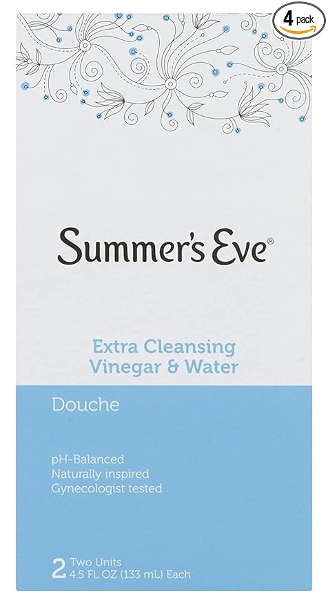 Summer's Eve Extra Cleansing Vinegar and Water Feminine Cleansing Douche, Odor Control, pH Balanced, Gynecologist Tested, 4.5 Ounce Each, 2 Count (Pack of 4)