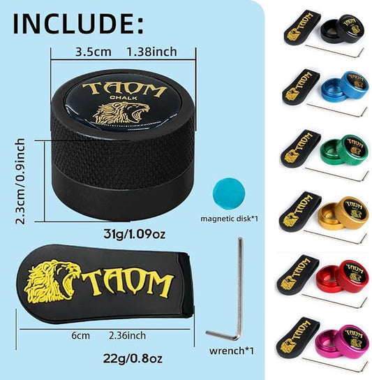 TAOM Pool Chalk Holder Round Shaped Practical Tool Billiards Accessories Magnetic Mini Chalk Tip Case Container Round Box Billiards