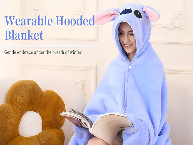 Unisex hooded blanket casual home clothes thick and warm lamb cape flannel shawl women's bathrobe blanket