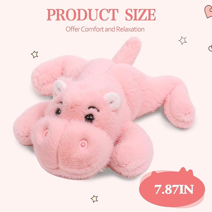 Hippo Stuffed Animal Plush Cute Hippo Plush Toy Ultra Soft Hippo Gifts for Kids Girls Boys 7.8in