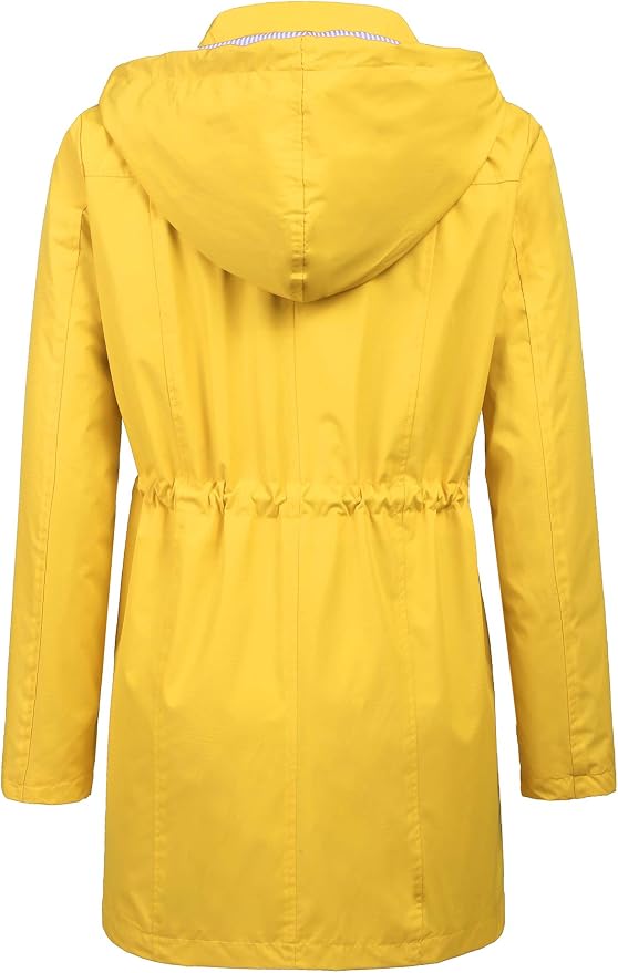 LOMON Raincoat Women Waterproof Long Hooded Trench Coats Lined Windbreaker Travel Jacket S-XXL