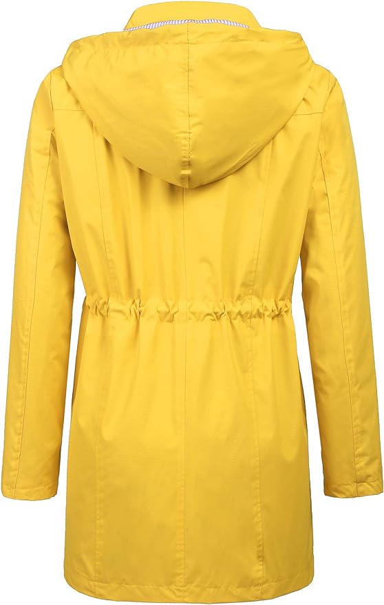 LOMON Raincoat Women Waterproof Long Hooded Trench Coats Lined Windbreaker Travel Jacket S-XXL