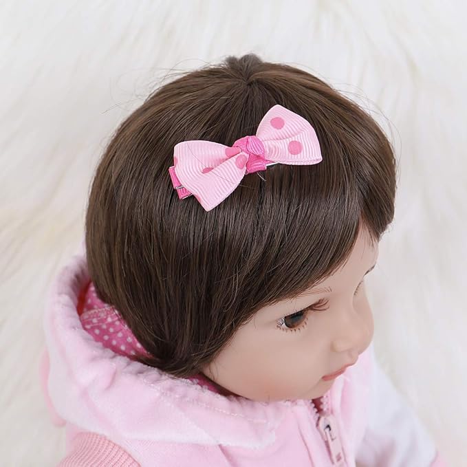 ENADOLL Lifelike Reborn Baby Dolls - Realistic Baby Doll 16 inch Newborn Girl Doll with Feeding Accessories Gift Set (Pink Vest)