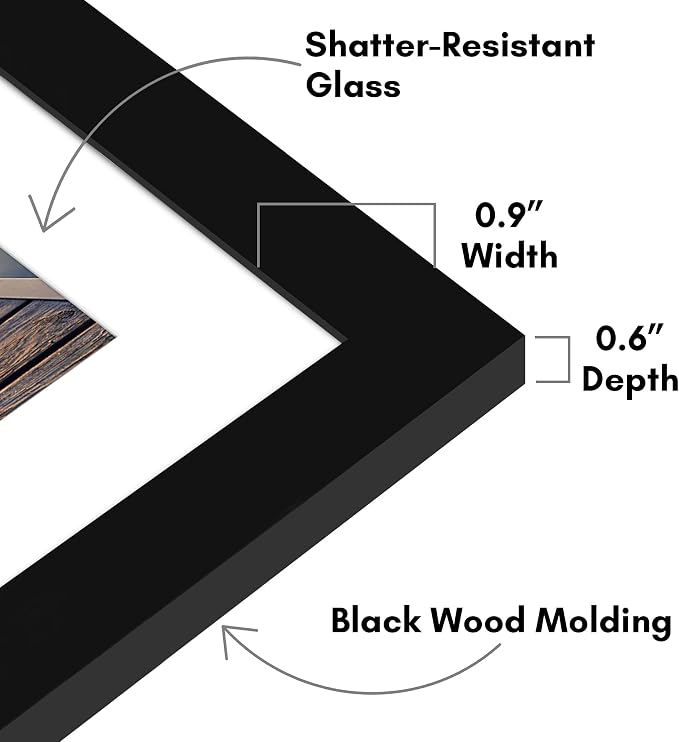 Americanflat 13x13 Picture Frame - Matted to 10x10 - Black | Engineered Wood construction, Shatter-resistant glass, sawtooth hangers included, use with or without mat
