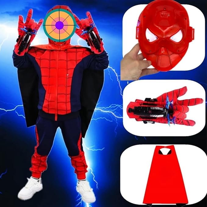 Ronolezety spider toys for boys 4-6，superhero capes for kids and LED Mask - web shooters,Superhero Toy Shooter - Compatible with Superhero Toys