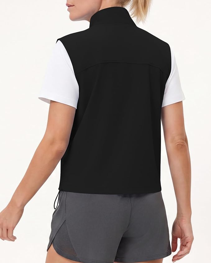 Women's Lightweight Running Vest Stand Collar Zip Up Summer Waistcoat Sleeveless Jacket for Golf Hiking Travel