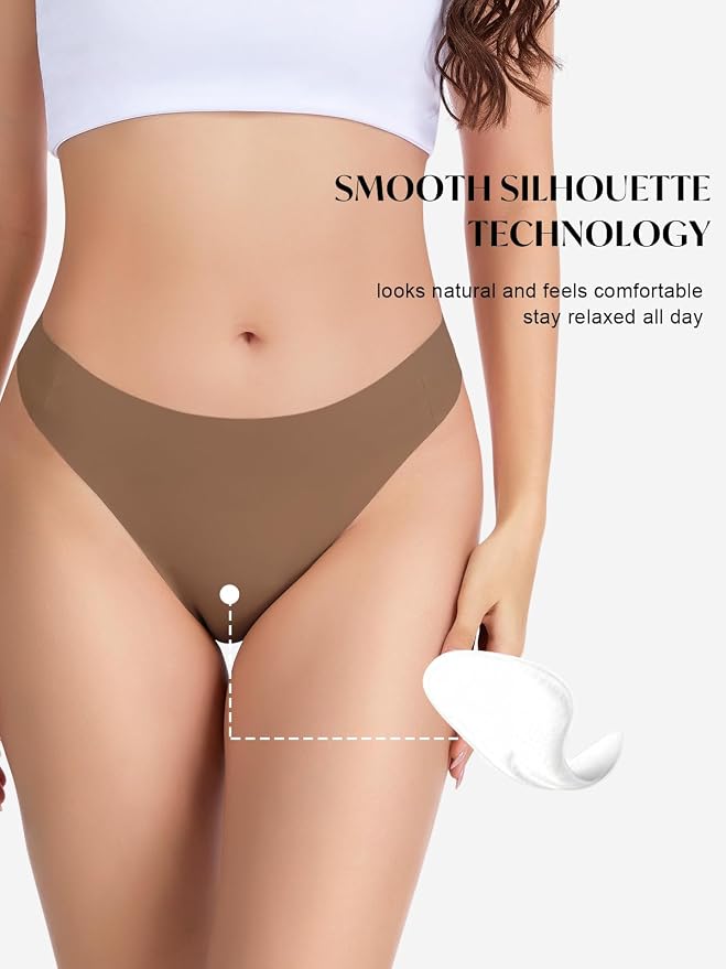 Seamless Camel Toe Thongs for Women Invisible Cameltoe Thong Panty Liners No Show Workout G-Strings Underwear