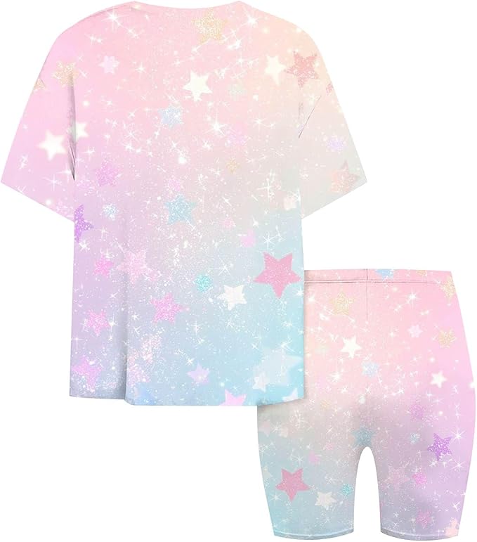 K-POP DEM0N Hunters Outfits for Girls, 2 Piece T-Shirts and Apparel Sets Birthday Gift