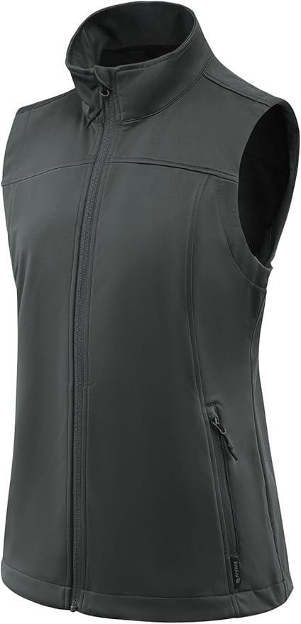 baleaf Women's Lightweight Running Vest Sleeveless Softshell Jacket | Windproof; Breathable; Water Resistant; 2 Zipper Pockets; Stand Collar; Great for Running, Hiking, Camping and Travelling