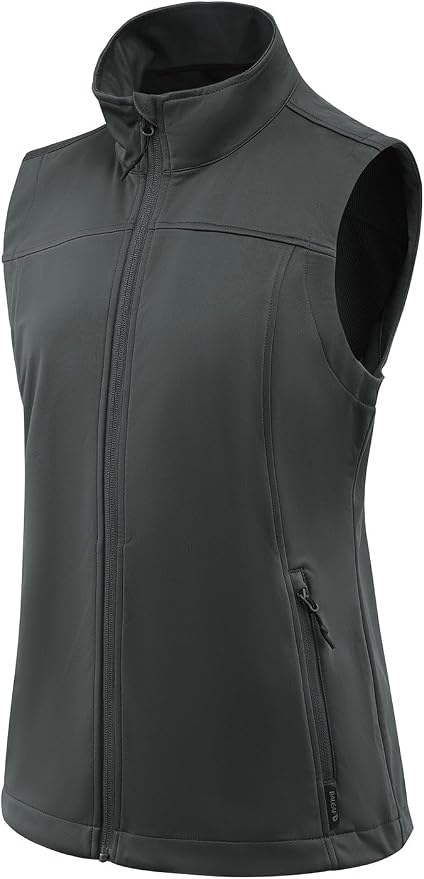baleaf Women's Lightweight Running Vest Sleeveless Softshell Jacket | Windproof; Breathable; Water Resistant; 2 Zipper Pockets; Stand Collar; Great for Running, Hiking, Camping and Travelling